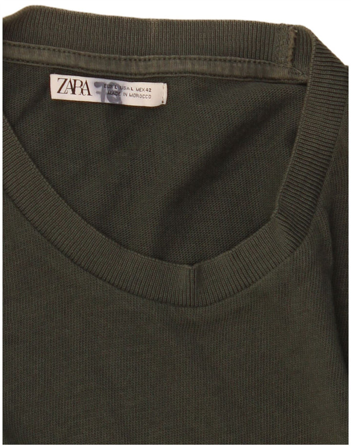 Zara T-Shirt Homme Haut Large Kaki