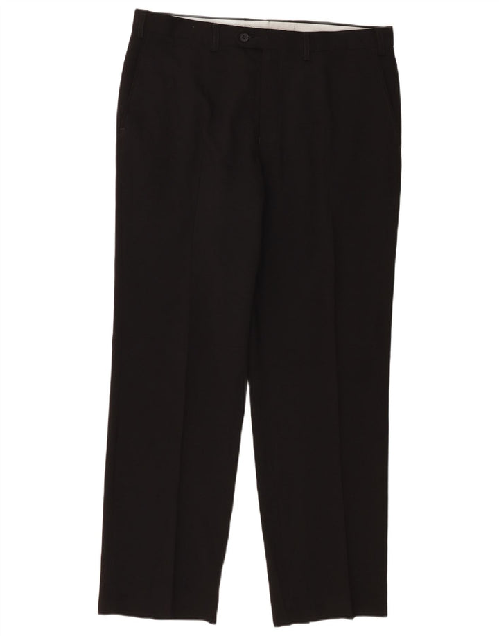 Marks & Spencer Pantalon de Costume Droit Homme W36 L31 Noir Polyester