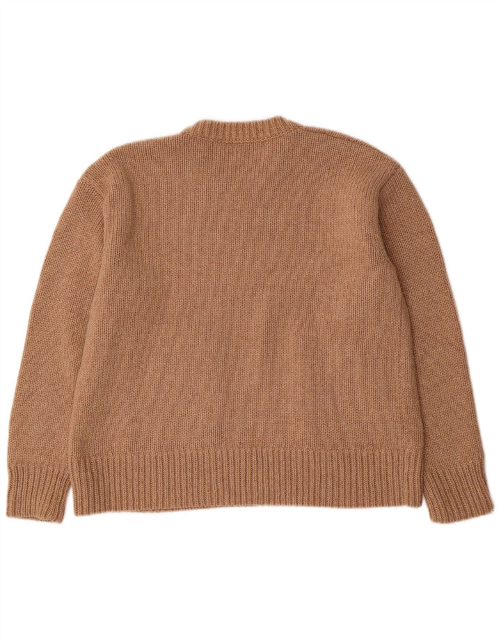 Zara Pull surdimensionné à col rond pour femme UK 10 Petit Marron Polyester