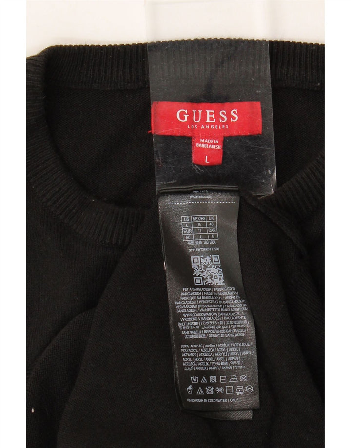 GUESS Pull ras du cou pour homme, grand, noir, acrylique
