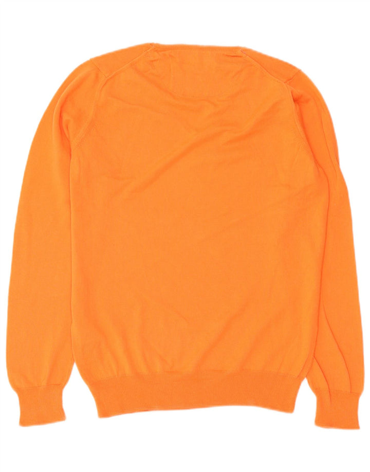 Zara Pull Col V Homme Orange Moyen Coton