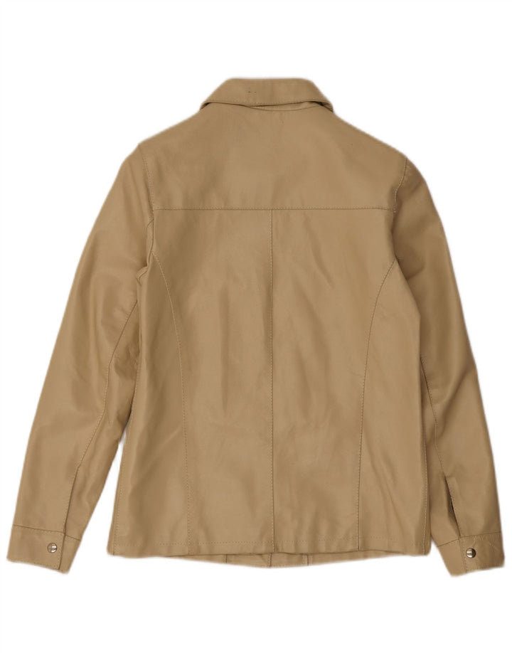 veste en cuir femme vintage cuir beige moyen