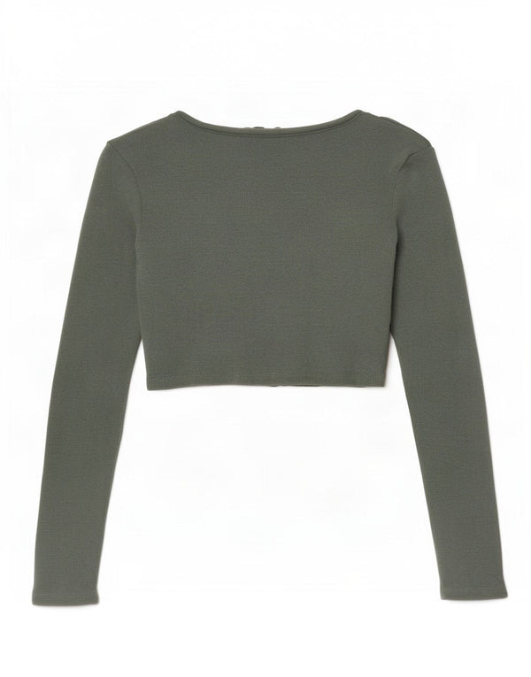 Zara Femmes Crop Cardigan Top UK 6 XS Vert