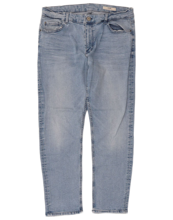 Marks & Spencer Womens Crop Slim Jeans UK 16 Large W32 L25 Blue Cotton