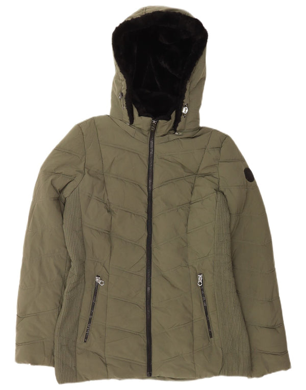 Nautica Veste matelassée à capuche pour femme UK 14 Medium Kaki Polyester