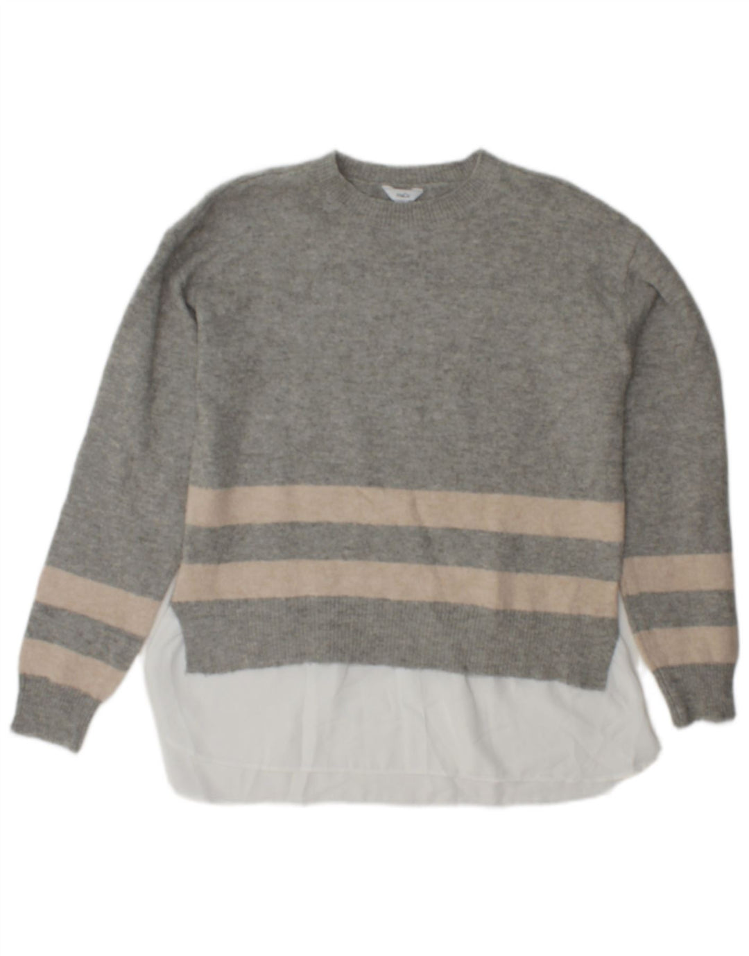 M&Co Pull ras du cou pour femme UK 10 Petit gris rayé en polyester