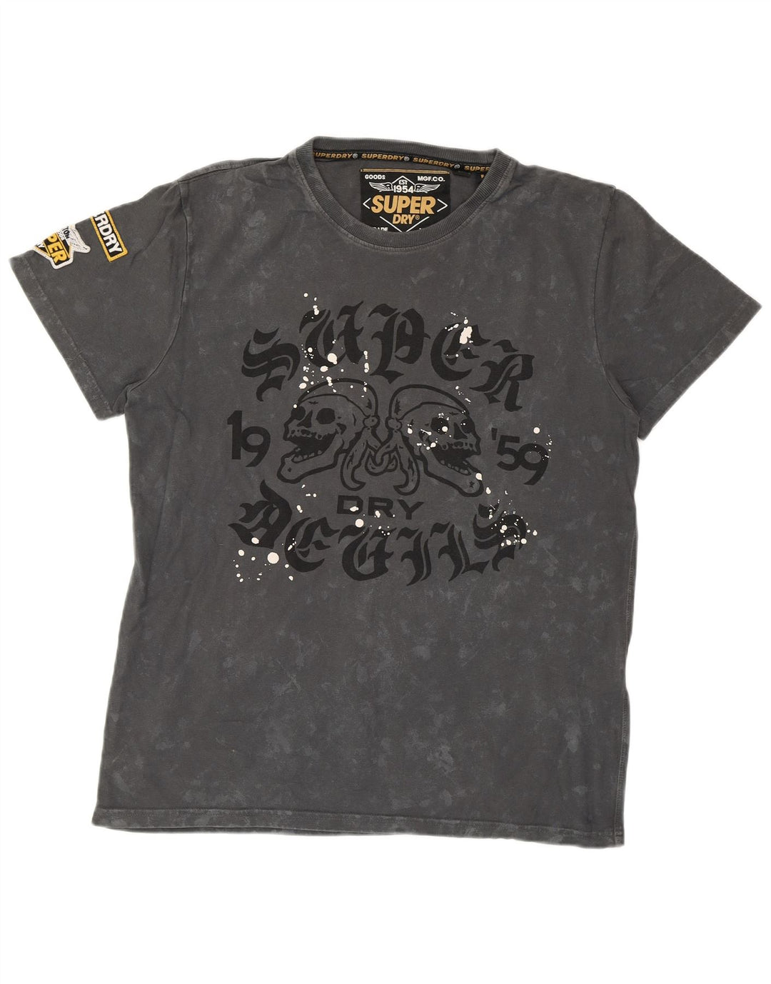SUPERDRY T-Shirt Graphique Homme Large Gris Tie Dye
