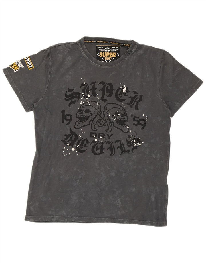 SUPERDRY T-Shirt Graphique Homme Large Gris Tie Dye