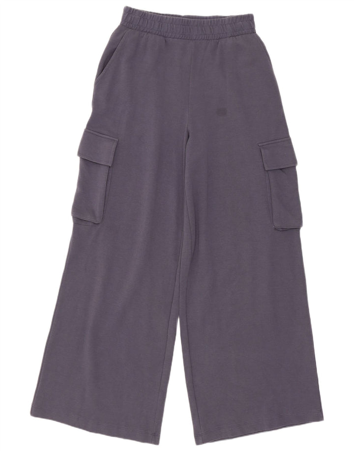 Zara Pantalon de survêtement cargo pour femme UK 8 Small Gris Coton