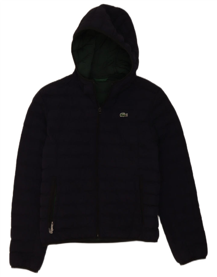 Lacoste Veste matelassée à capuche pour homme EU 46 Small Bleu marine Polyamide