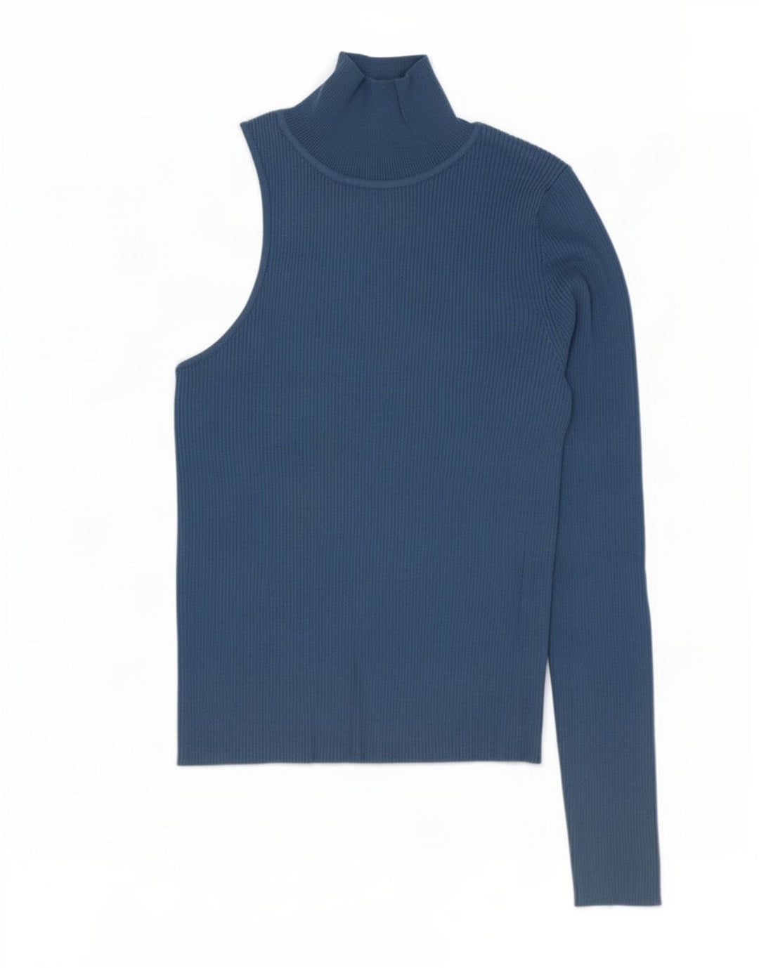 Zara Femme Top Une Épaule UK 12 Bleu Moyen Viscose