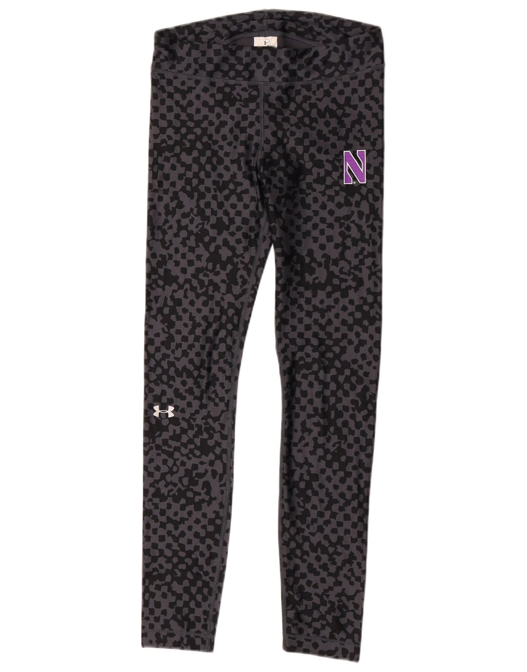 Under Armour Leggings Femme UK 42 Polyester Géométrique Gris Moyen