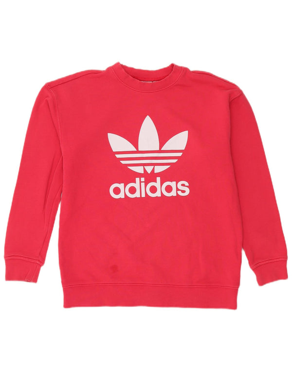 Adidas Sweat-shirt surdimensionné graphique pour femme UK 8 Petit coton rouge