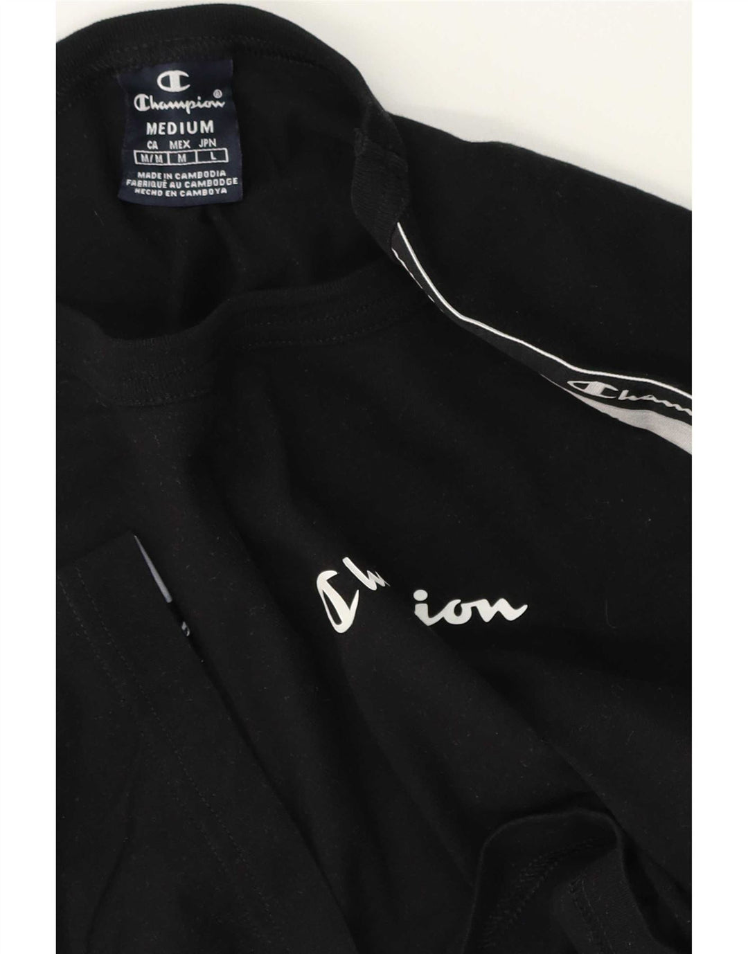Champion T-Shirt Graphique Homme Noir Moyen Coton Colorblock