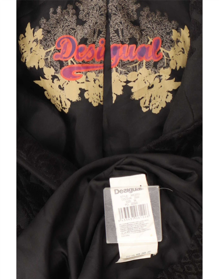 Desigual Manteau Femme EU 38 Moyen Noir Floral Polyester