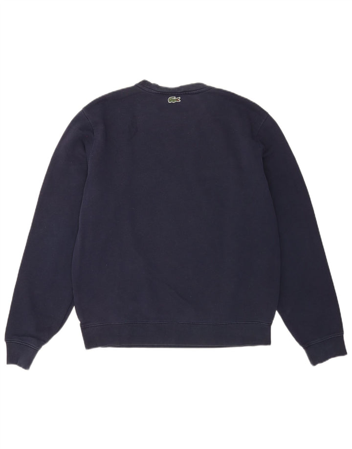 Lacoste Mens Graphic Sweatshirt Jumper Taille 4 Moyen Bleu Marine Coton