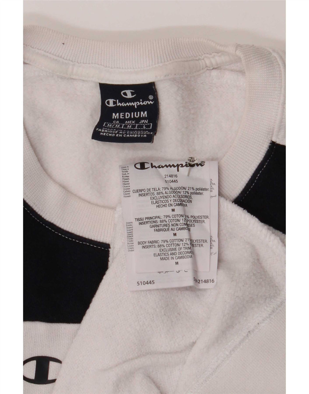Champion Sweat-shirt pour homme en coton color block blanc moyen