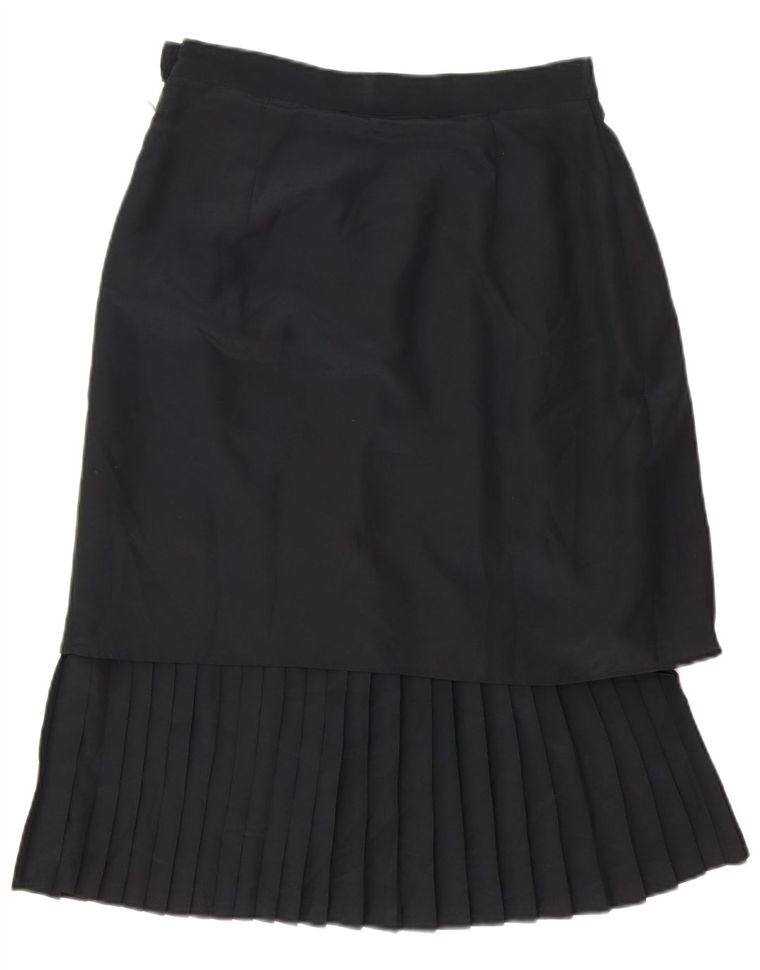vintage Femme Jupe Midi Plissée UK 14 Moyen W30 Polyester Noir