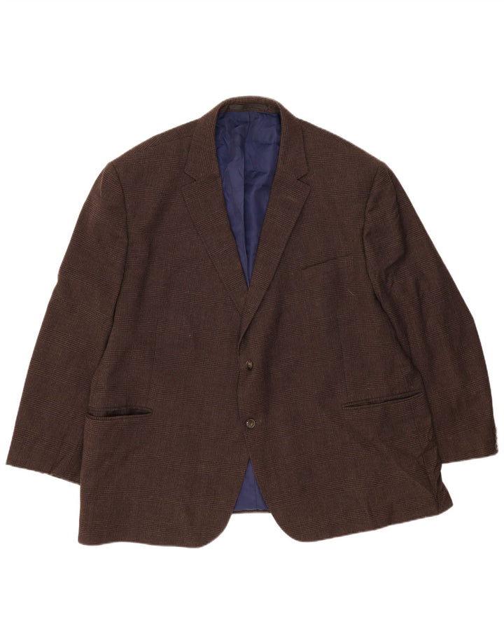 Marks & Spencer Veste blazer à 2 boutons pour homme UK 52 3XL Marron pied-de-poule