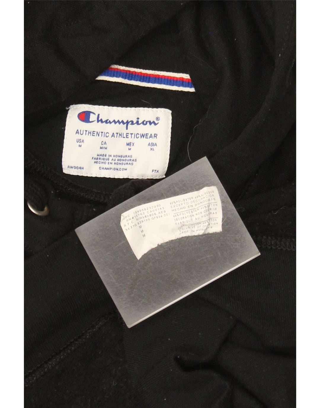 Champion Pull à capuche graphique pour femme UK 14 Medium Noir Polyester