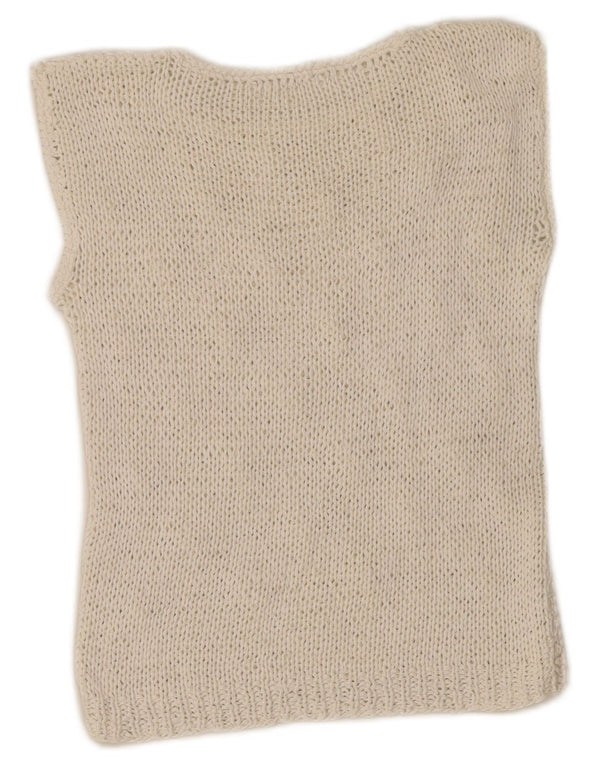 vintage Femmes Crop Vest Débardeur UK 4 XS Blanc