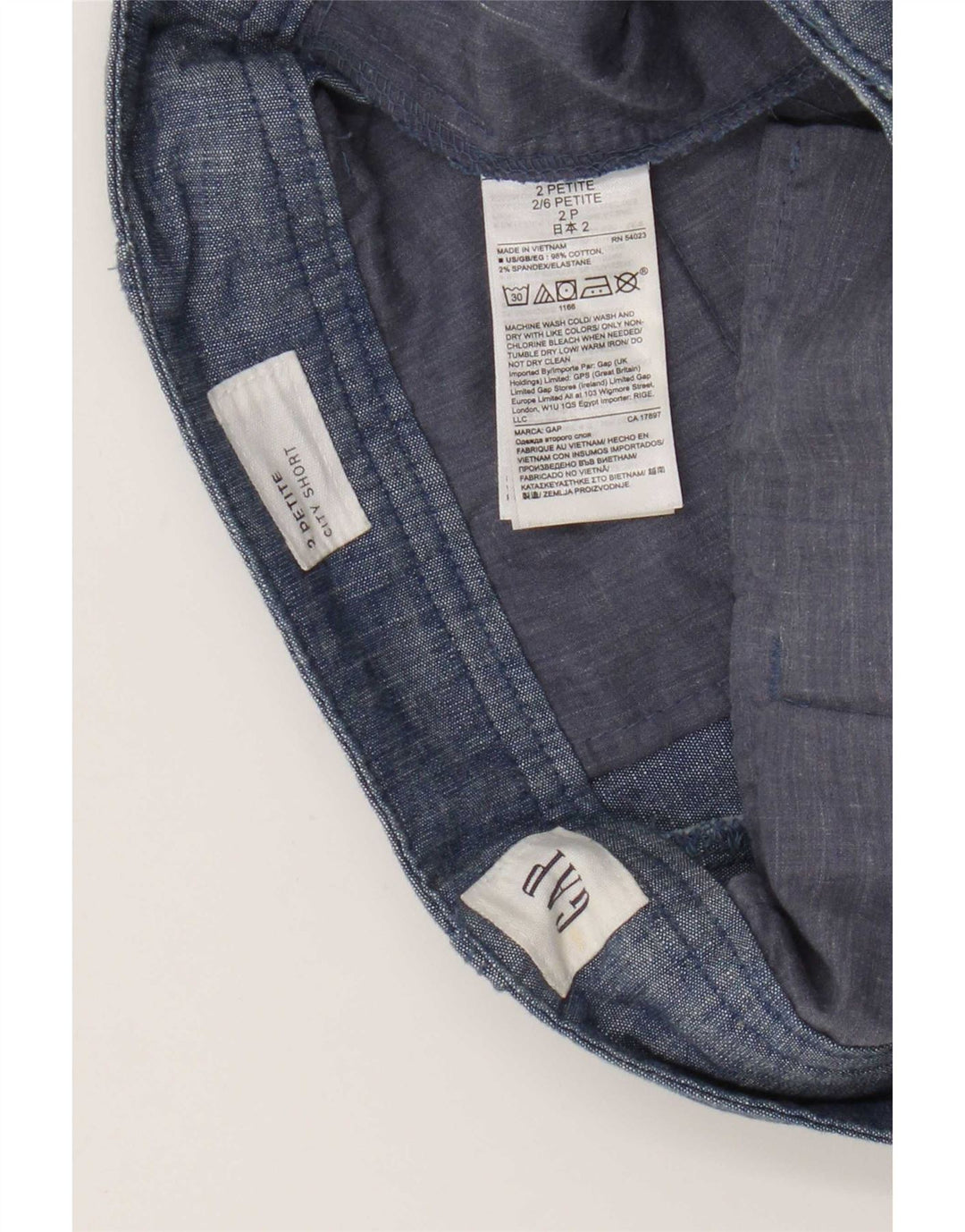 Gap Curvy Hot Pants Femme US 2 XS W28 Bleu Coton