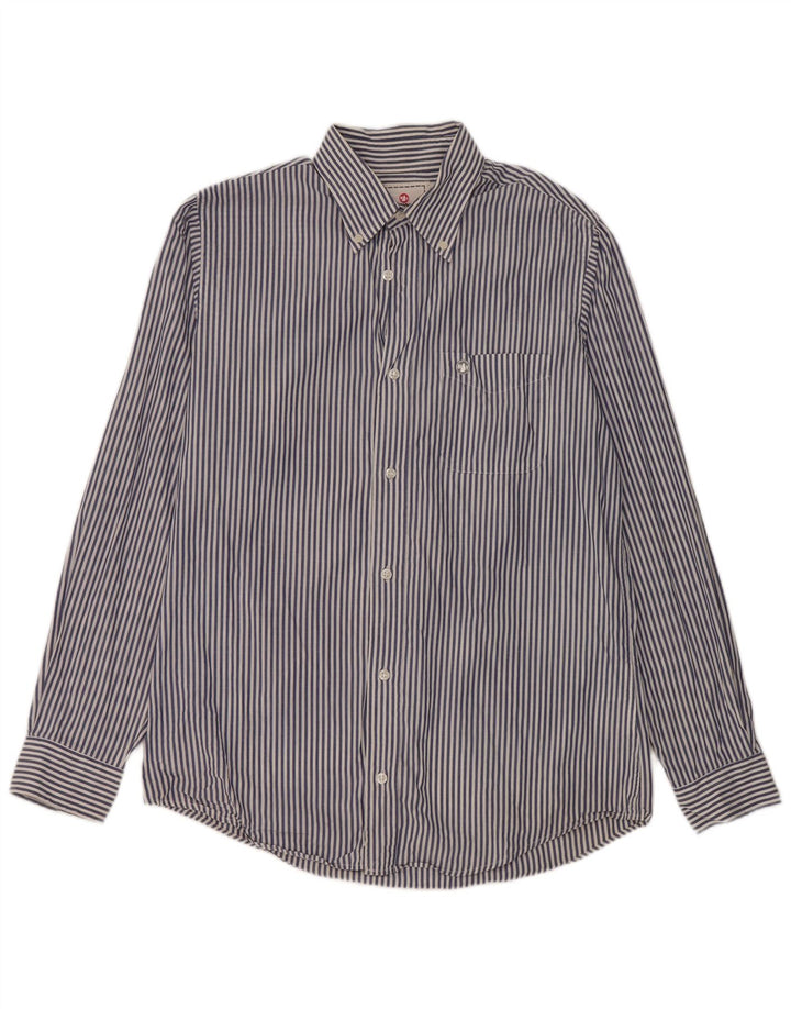 Murphy & Nye Chemise cintrée pour homme en coton à fines rayures bleues