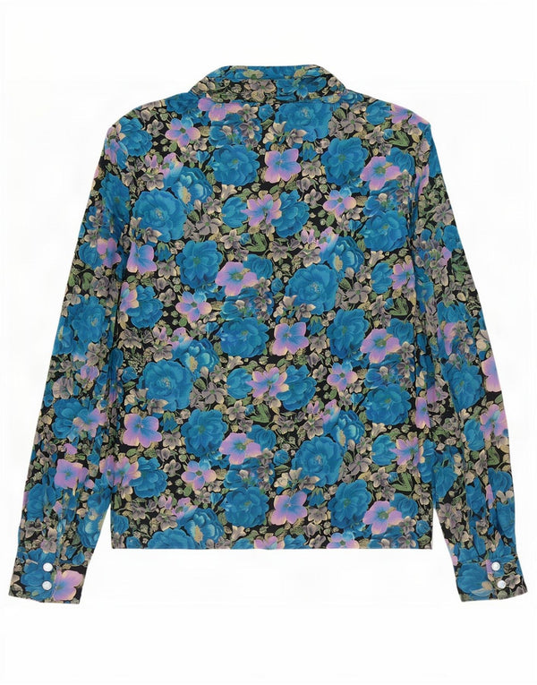 Chemisier chemise femme vintage UK 18 XL Bleu Floral