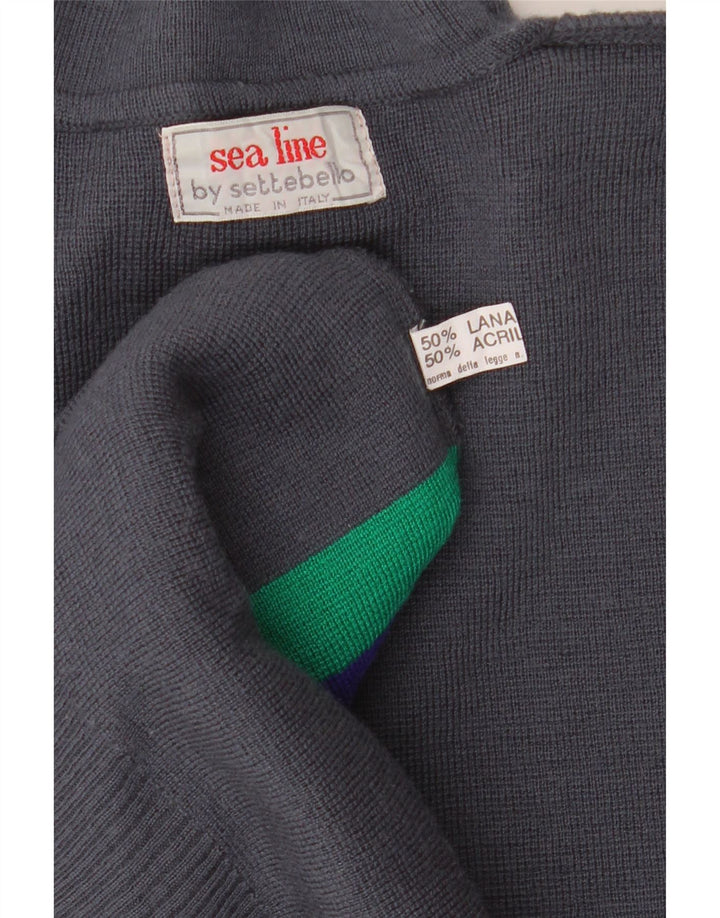 SETTEBELLO Pull à col polo pour homme en laine color block gris Taille L