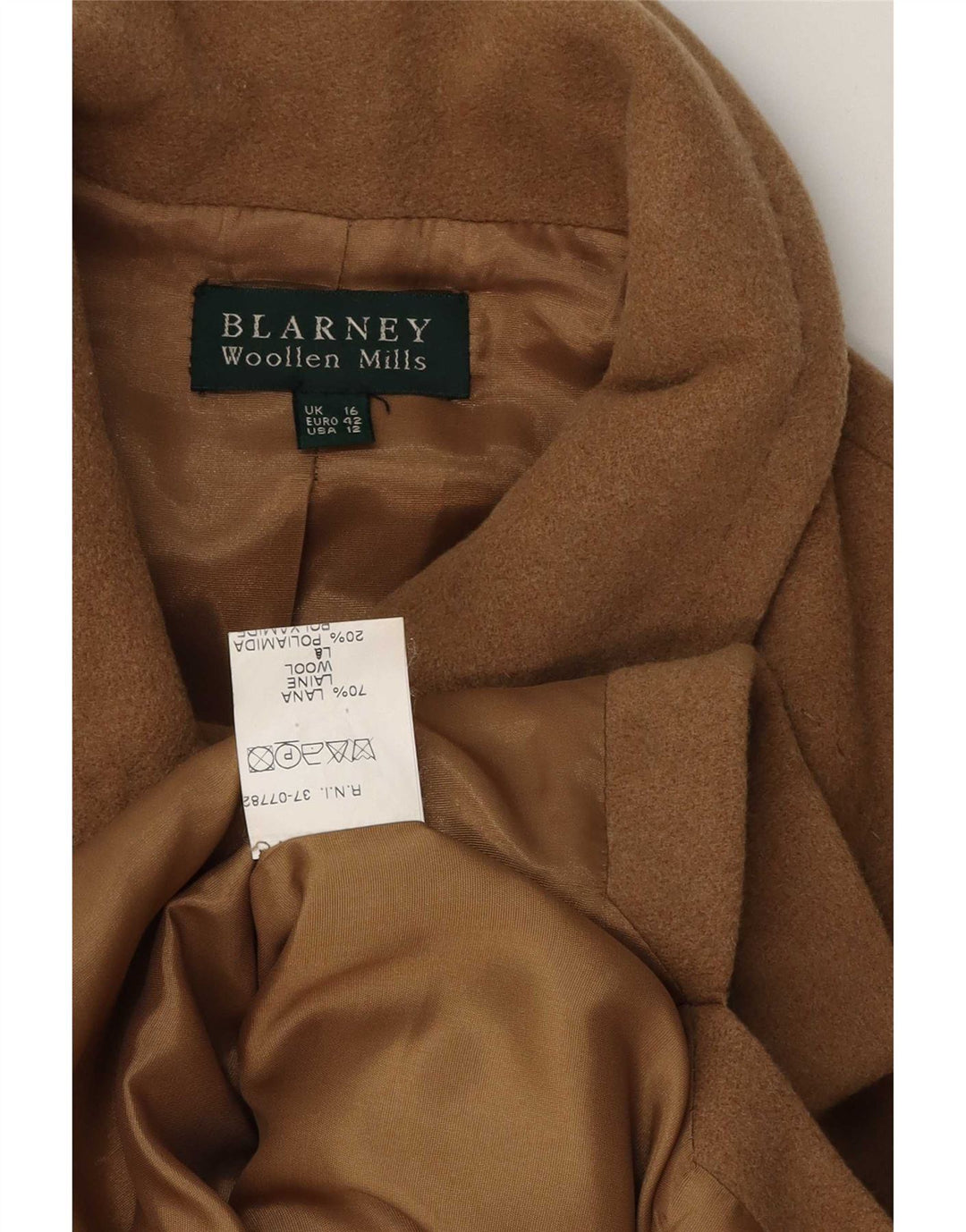 Blarney Woollen Mills Manteau pour femme UK 16 Grande laine beige