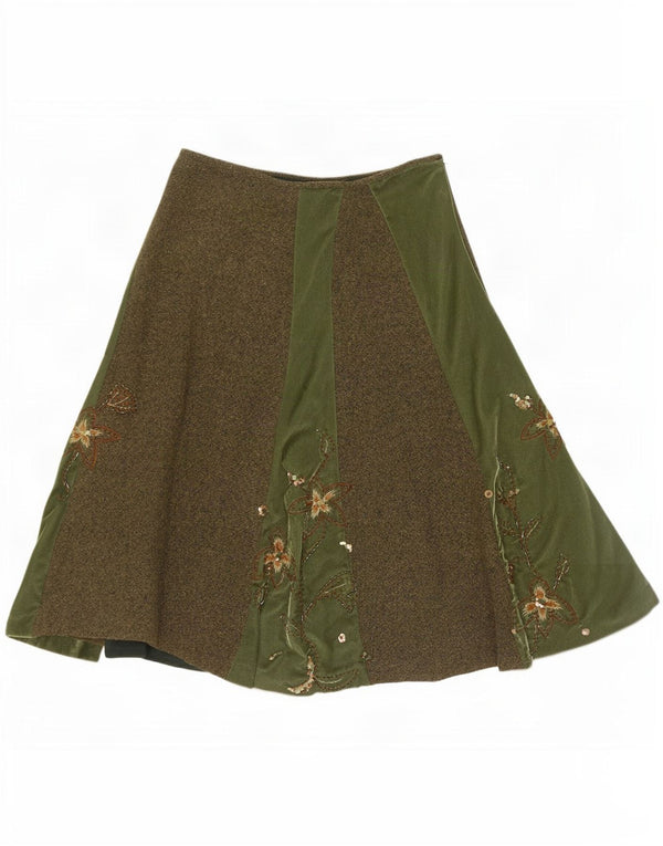 Monsoon Jupe trapèze pour femme UK 10 Small W30 Vert Floral