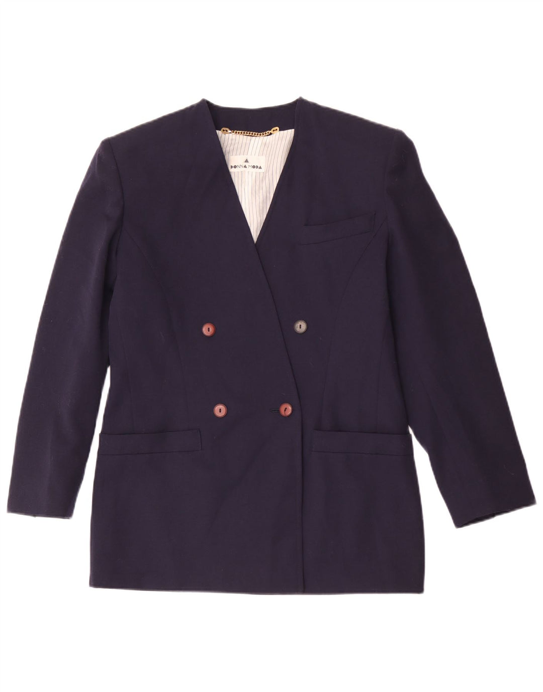 Veste Blazer Double Boutonnage Femme Vintage IT 42 Bleu Marine Moyen