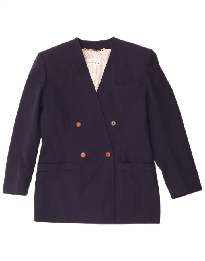 Veste Blazer Double Boutonnage Femme Vintage IT 42 Bleu Marine Moyen