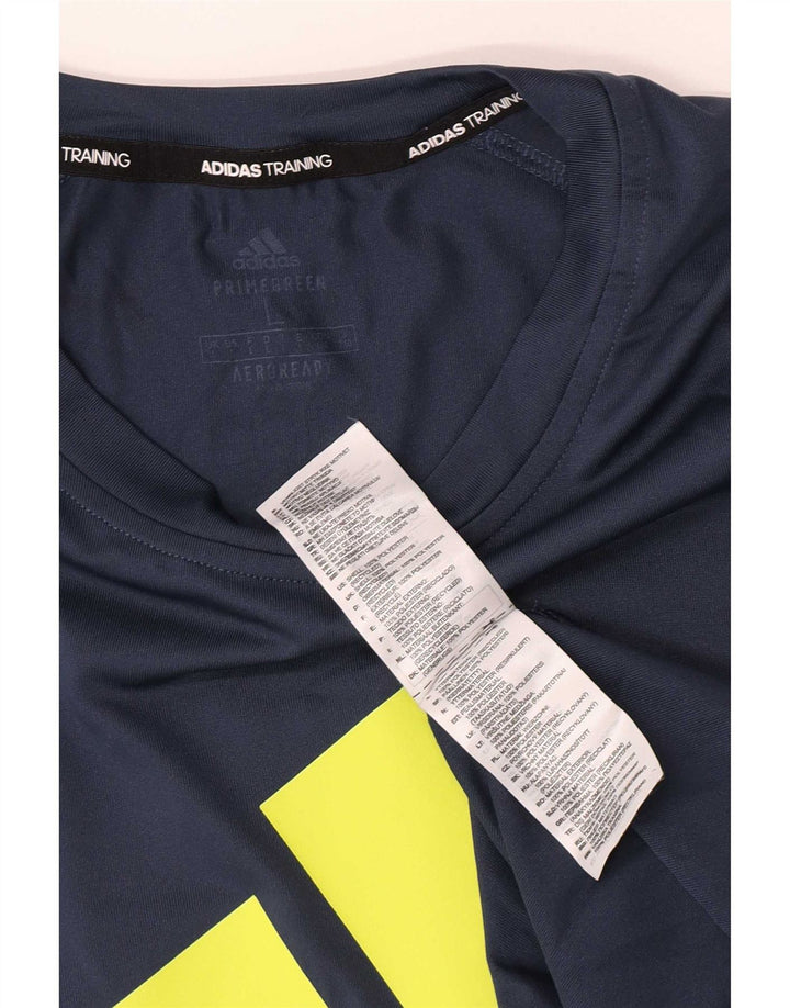 Adidas Mens Regular Graphic T-Shirt Top Large Bleu Marine Colorblock