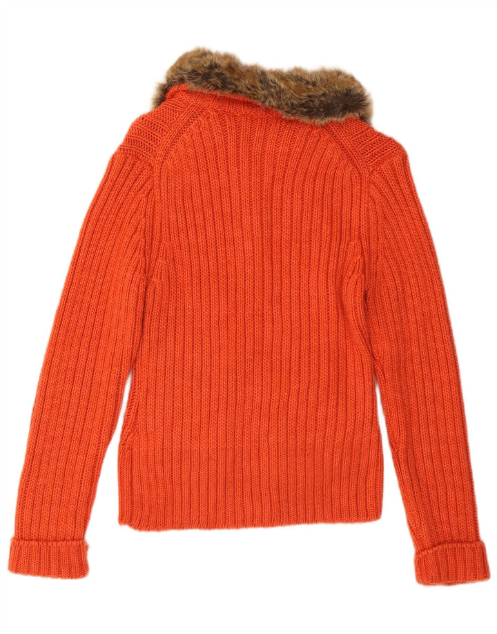 PROMOD Cardigan Femme Pull UK 12 Laine Orange Moyen
