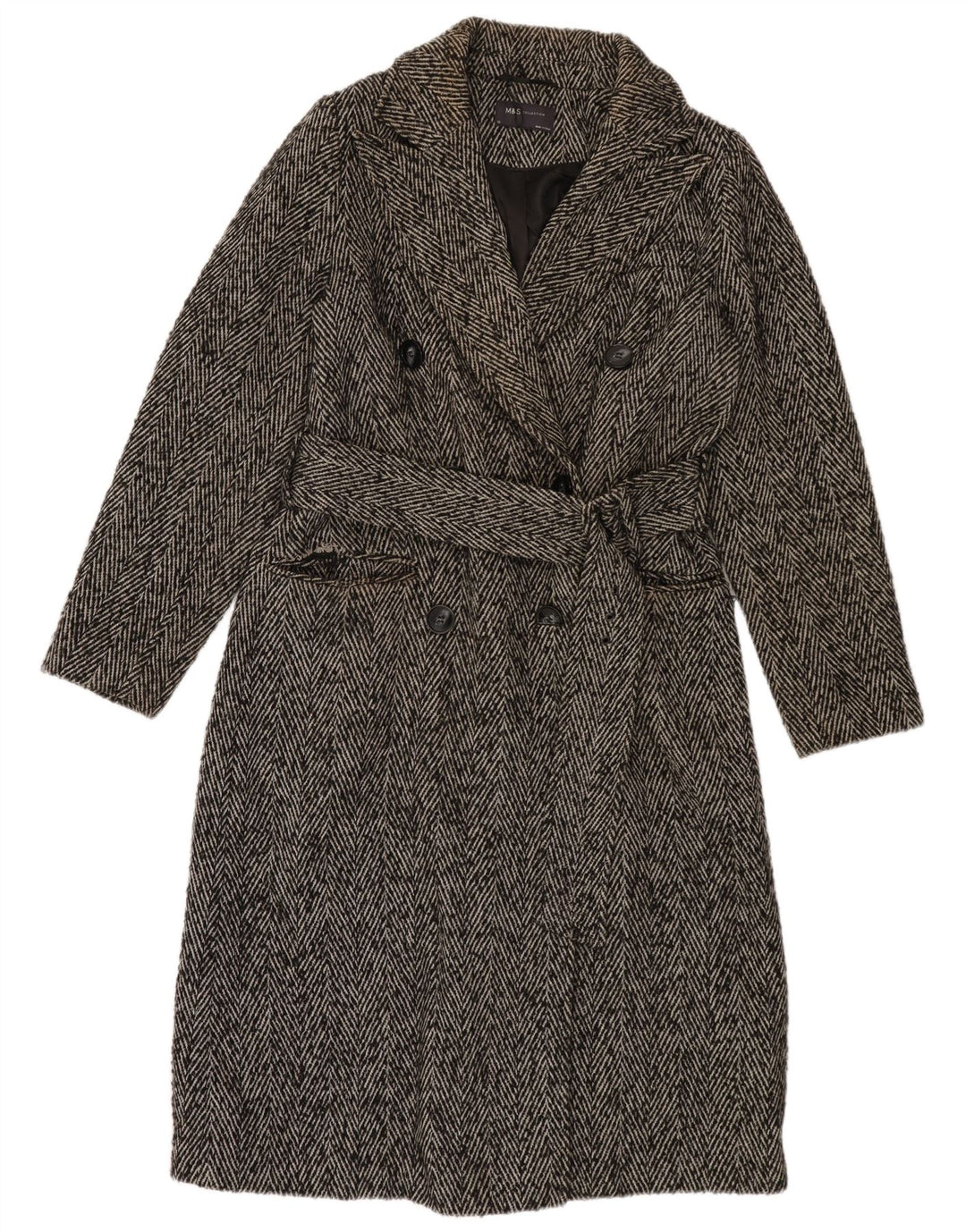 Marks & Spencer Manteau croisé pour femme UK 10 Petit chevron gris