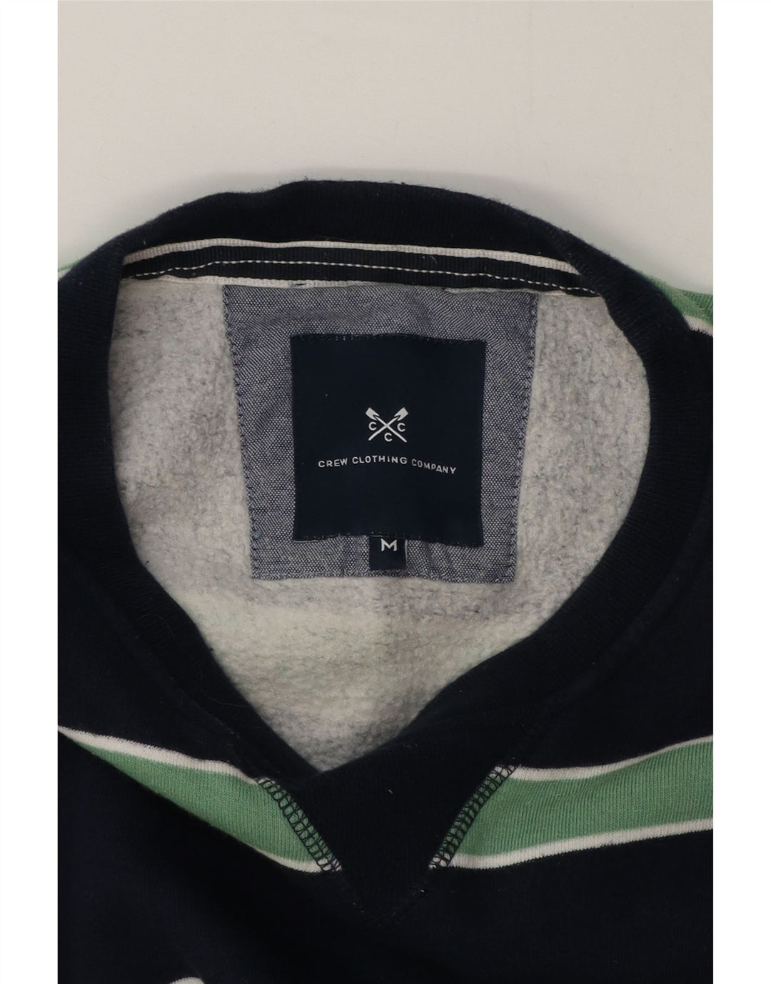 Crew Clothing Sweat-shirt pour homme en coton rayé bleu marine moyen