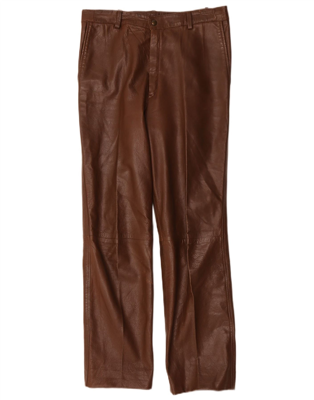 Pantalon droit en cuir femme vintage W30 L29 Marron