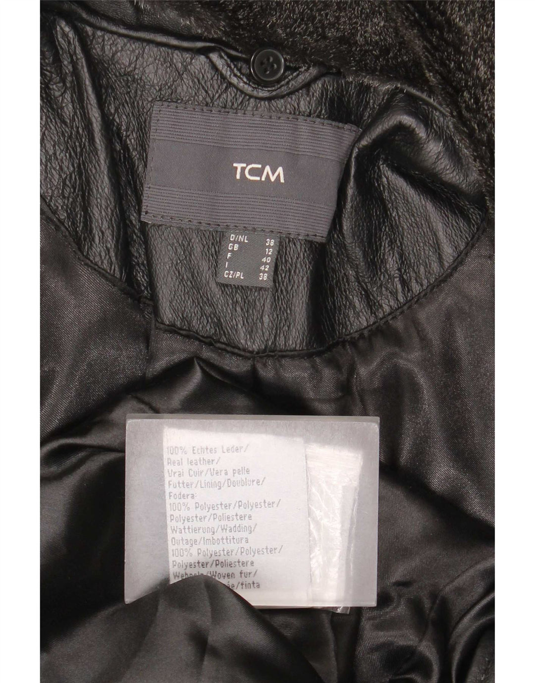 TCM Manteau en cuir pour femme UK 12 Cuir noir moyen