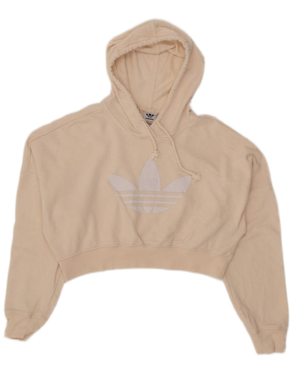 Adidas Pull à capuche surdimensionné pour femme Crop Graphic UK 4 XS en coton beige