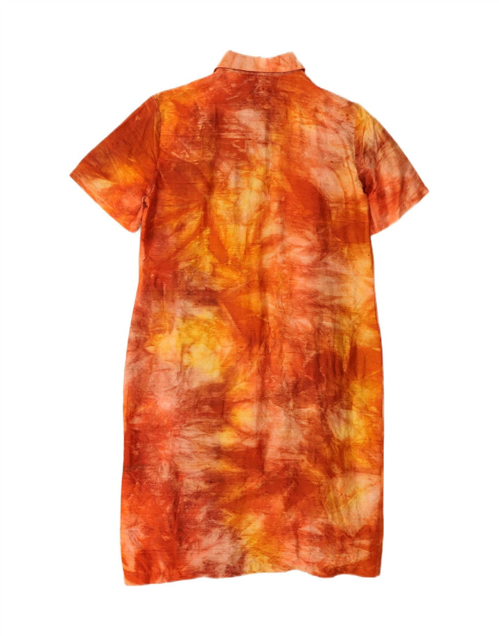Daniel & Mayer Robe chemise pour femme IT 46 Large Orange Tie Dye Soie