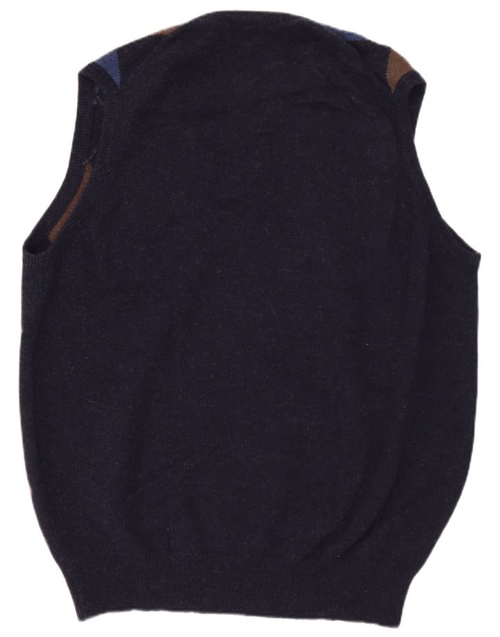 WILLIAM LOCKIE Débardeur Homme IT 52 Large Bleu Marine Laine d'Agneau