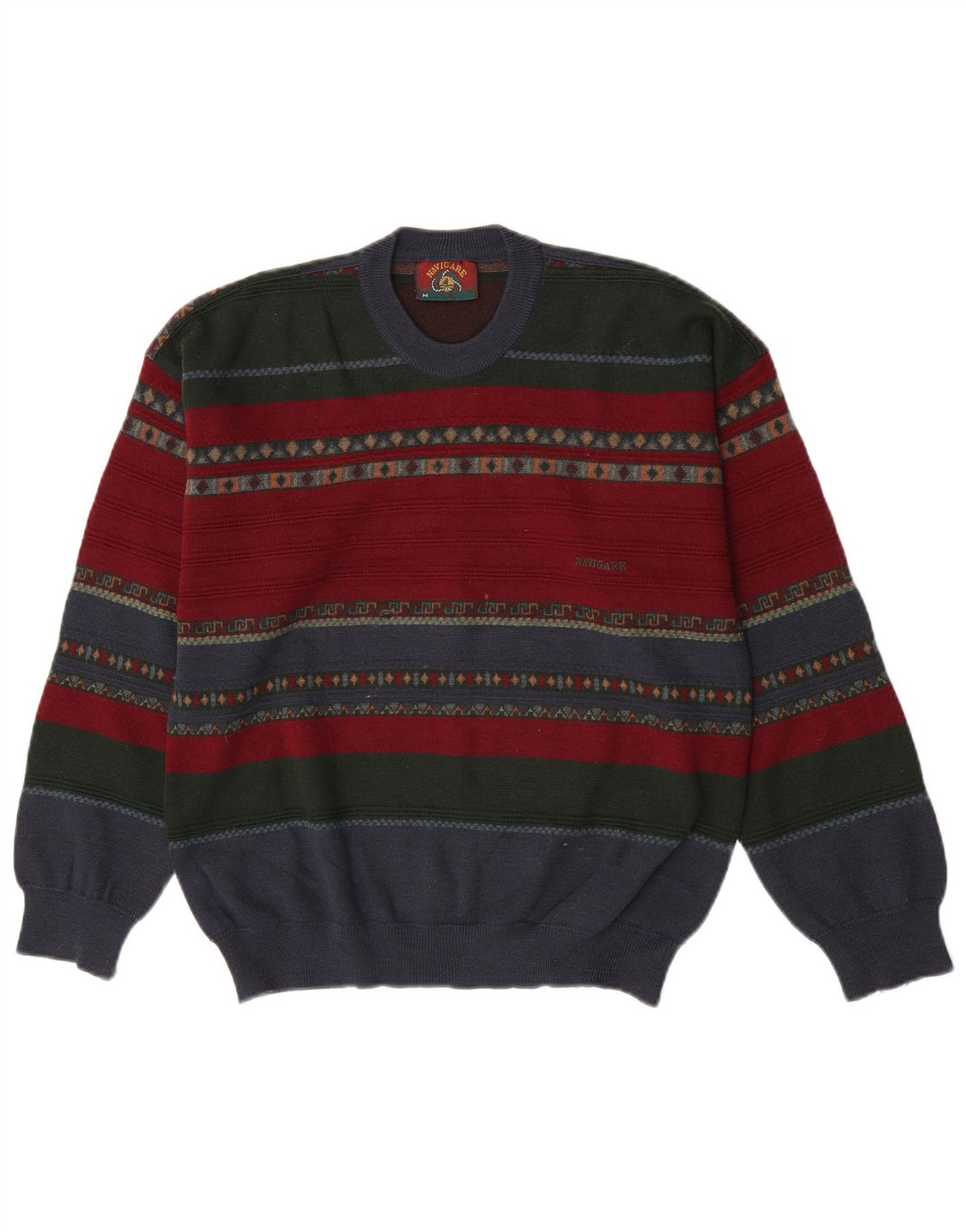 Navigare Pull col rond pour homme en acrylique rayé multicolore moyen