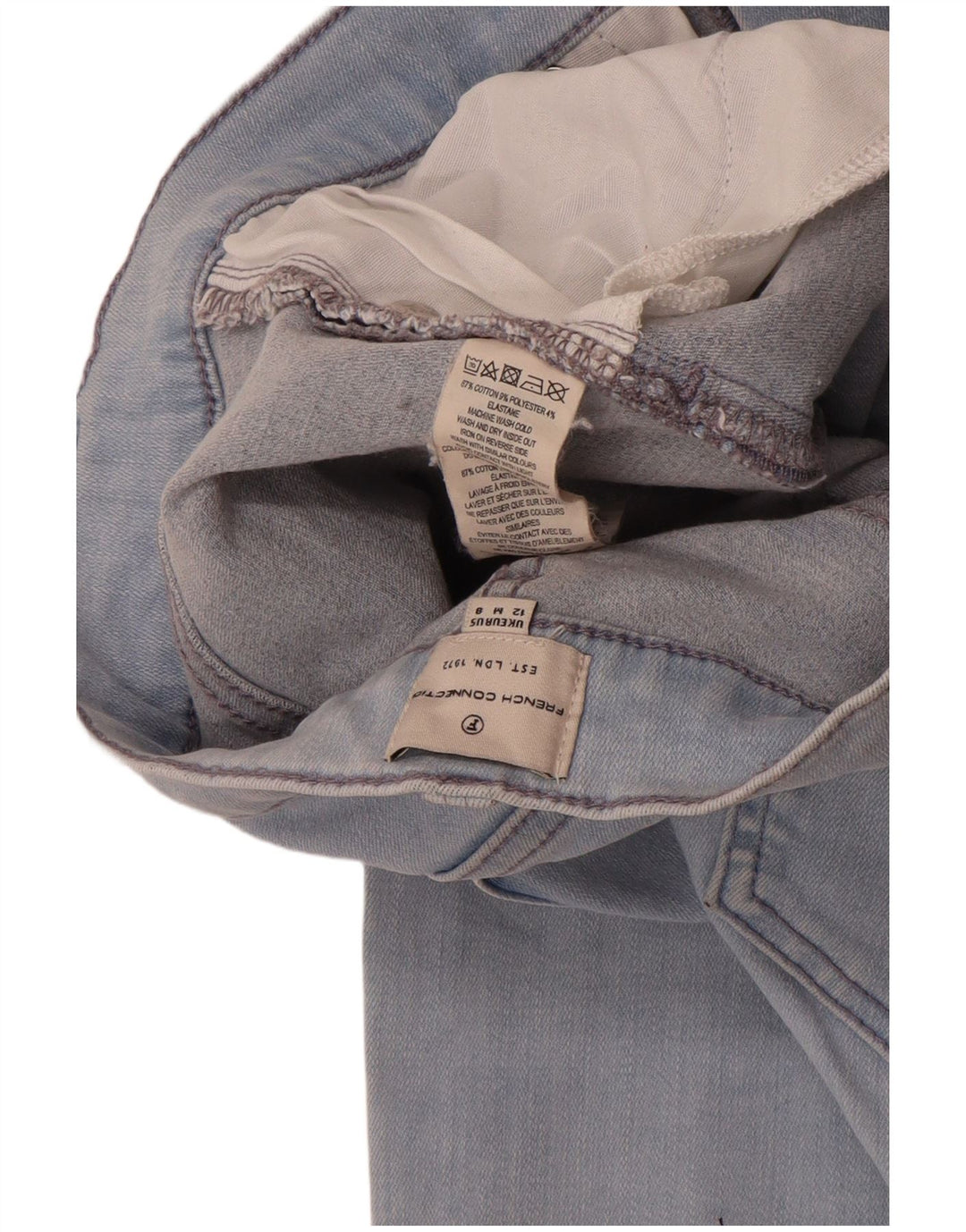 French Connection Jean slim pour femme UK 12 Medium W28 L28 Bleu Coton
