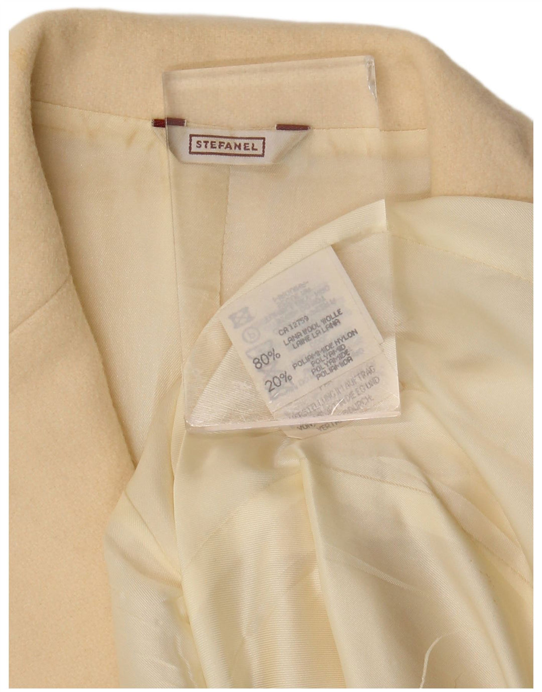 Stefanel Veste Blazer 3 Boutons Femme UK 14 Laine Beige Moyen