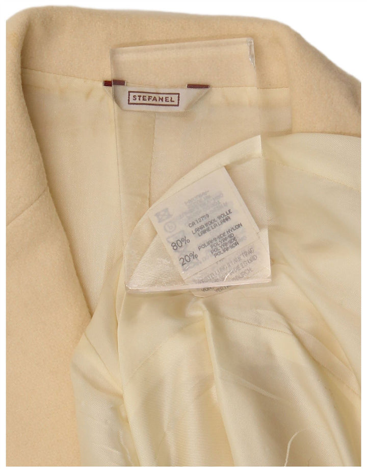 Stefanel Veste Blazer 3 Boutons Femme UK 14 Laine Beige Moyen