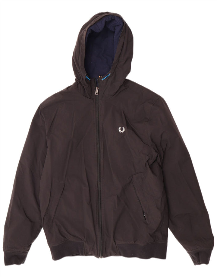 Fred Perry Veste bomber à capuche pour homme UK 36 Small Noir Polyamide
