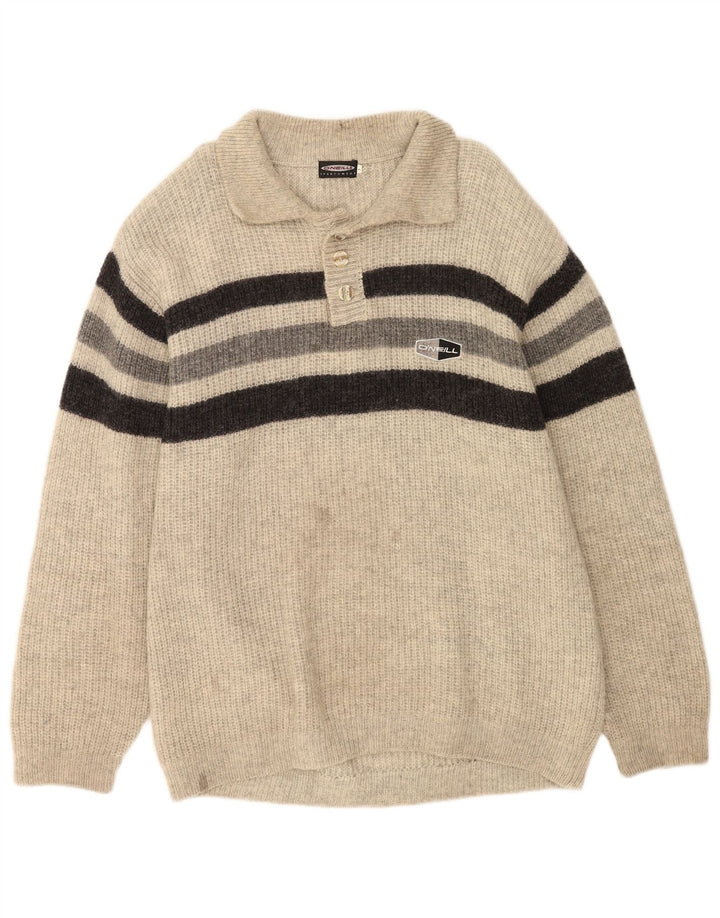 O'Neill Pull à col polo pour homme Large Gris Rayé