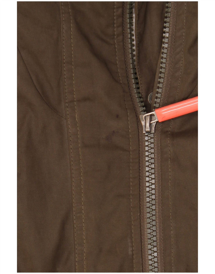 Superdry Veste coupe-vent à capuche pour femme UK 14 Medium Kaki Polyester