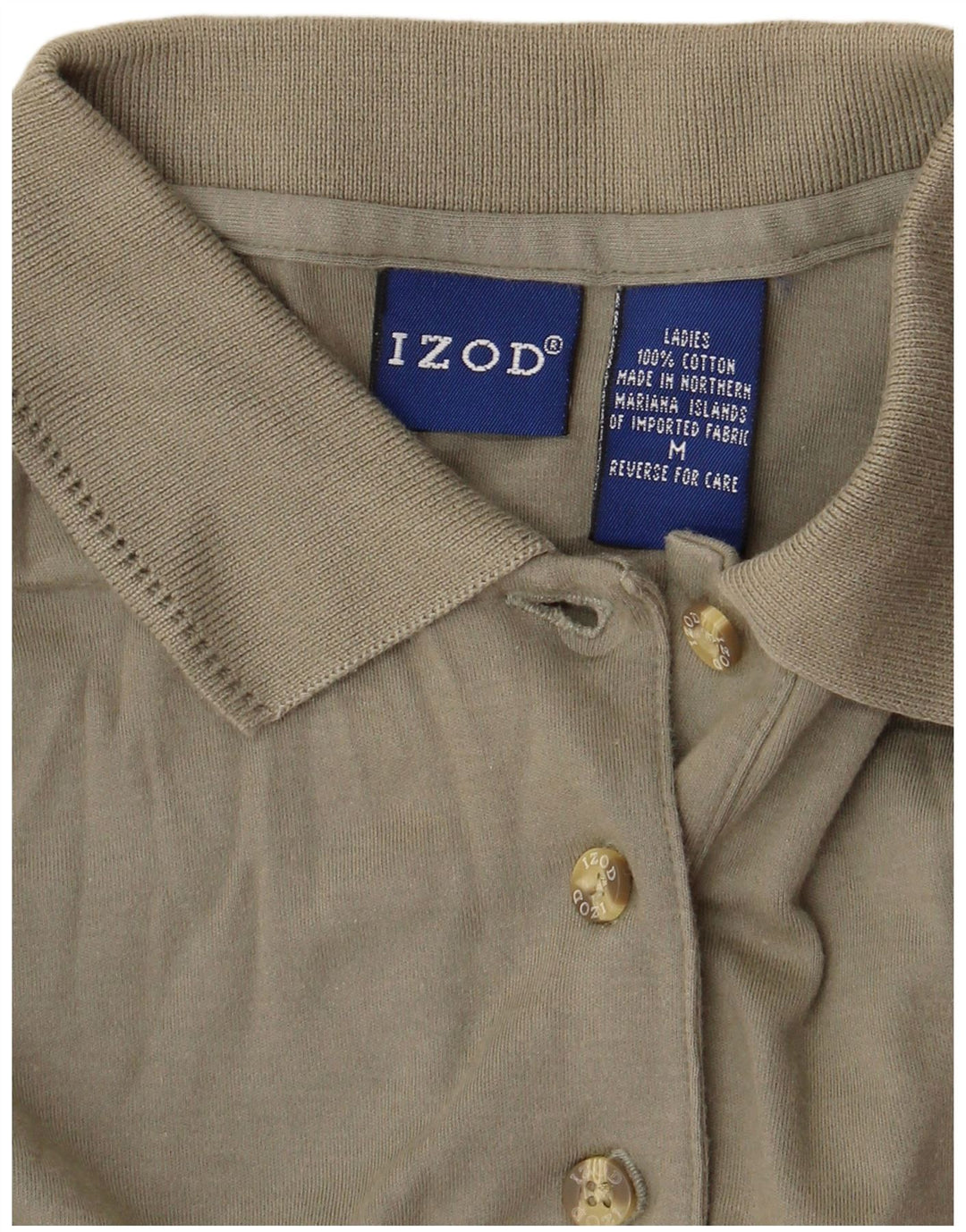 Izod Polo Femme UK 14 Coton Kaki Moyen
